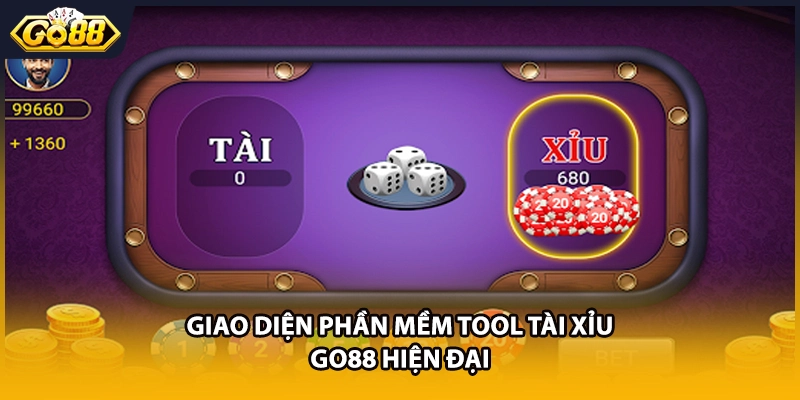 Giao diện phần mềm tool tài xỉu GO88 hiện đại 
