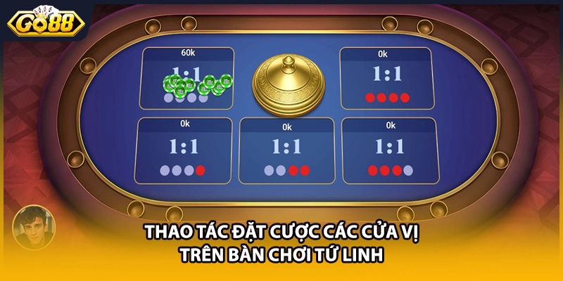 Thao tác đặt cược các cửa vị trên bàn chơi Tứ Linh